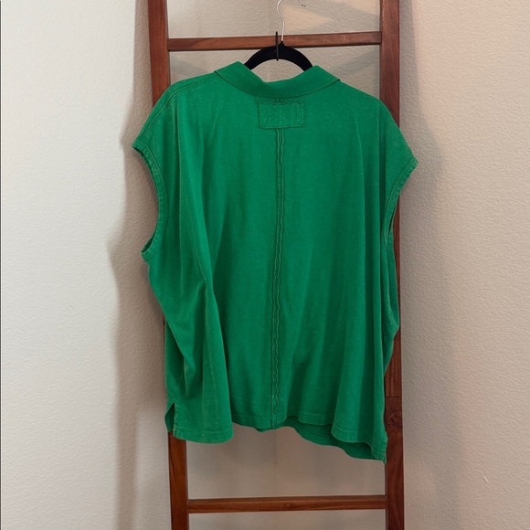 âď¸ Free People We The Free Keep On Cotton Polo in Green Size Large NWOTâď¸ - Picture 4 of 6